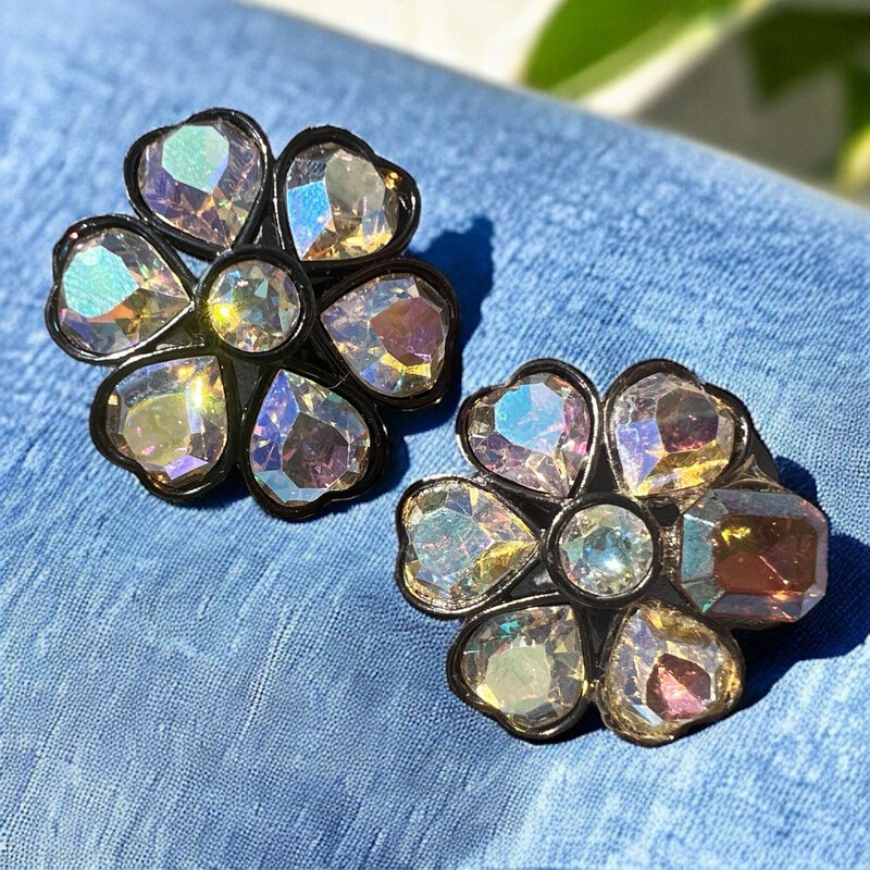 Vintage oversized earrings signed Yves Saint Laurent in Swarovski crystal