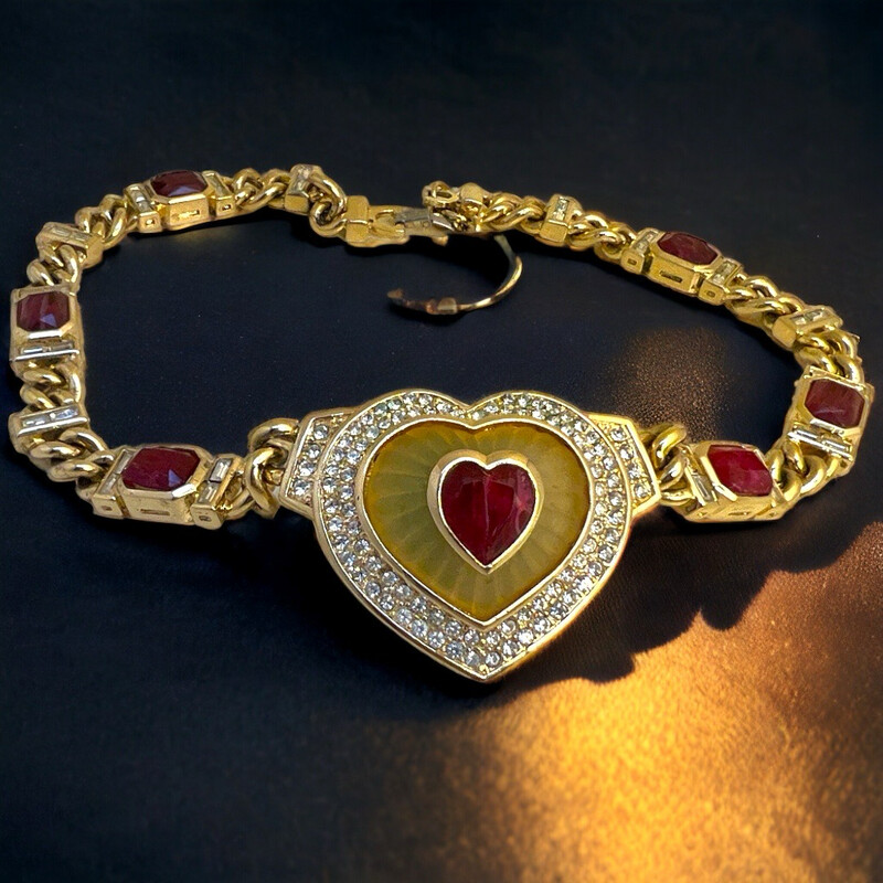 Vintage heart-shaped choker necklace, signed Dior