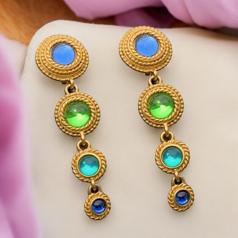 Bright vintage earrings, unsigned, made of resin