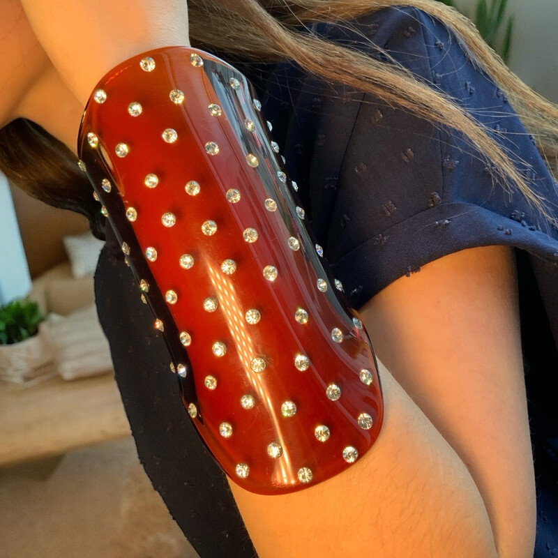 Cuff in lucite and crystals, signed Tom Ford for Yves Saint Laurent