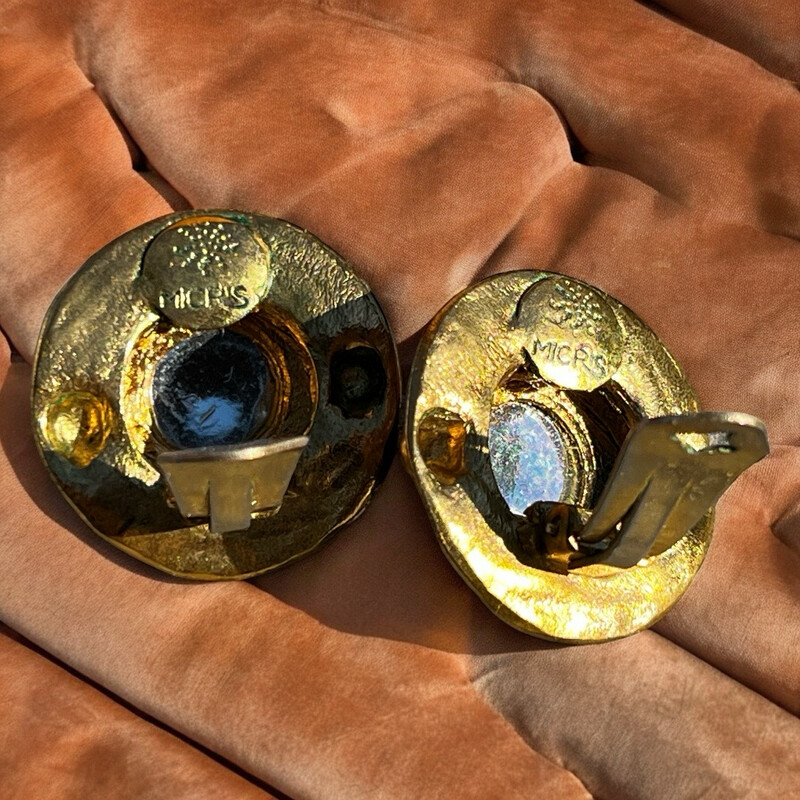 Vintage earrings, signed Micris glass paste