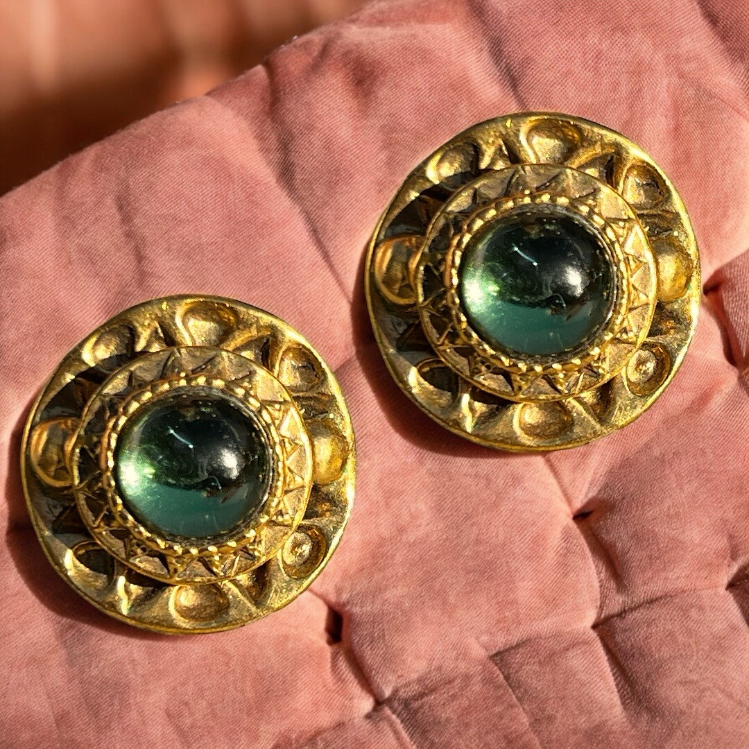 Vintage earrings, signed Micris glass paste