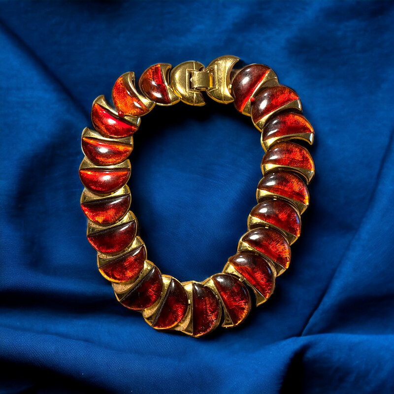 Vintage Napier necklace in Bakelite and gold-plated metal