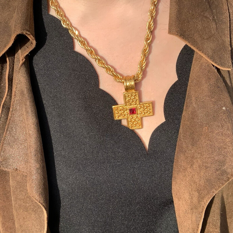Cross necklace plus vintage chain Yves saint Laurent