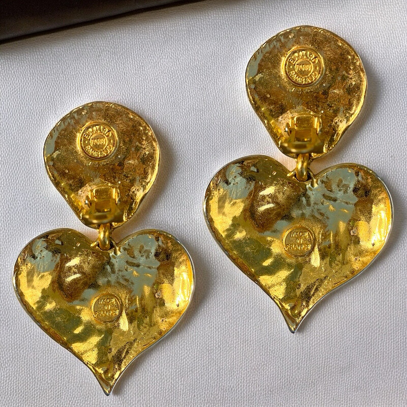 Vintage Édouard Rambaud earrings in porcelain and gold metal