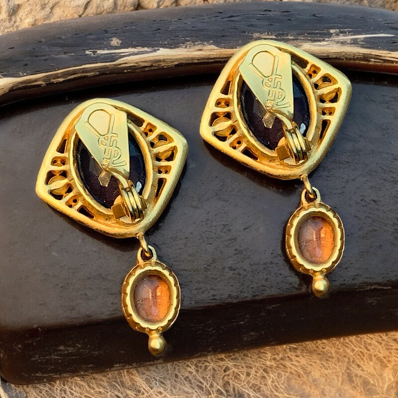 Vintage crystal earrings, signed Yves Saint Laurent
