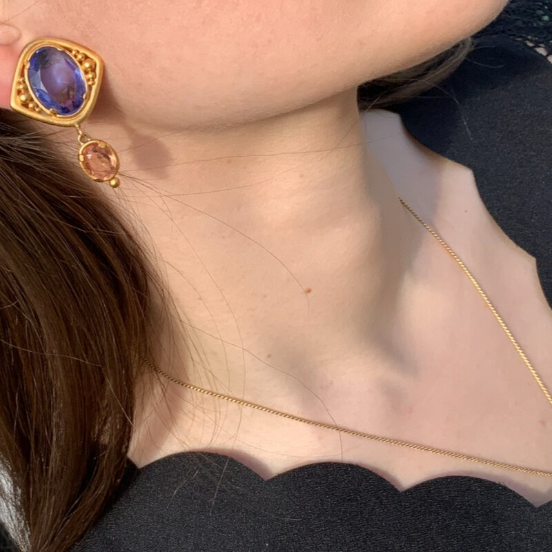 Vintage crystal earrings, signed Yves Saint Laurent