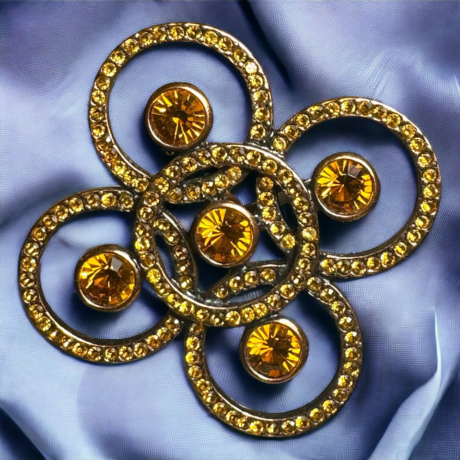 Vintage brooch, Yves, Saint-Laurent, cross-shaped and Swarovski