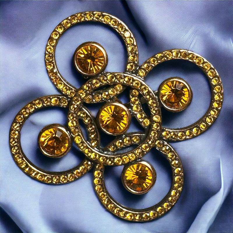 Vintage brooch, Yves, Saint-Laurent, cross-shaped and Swarovski