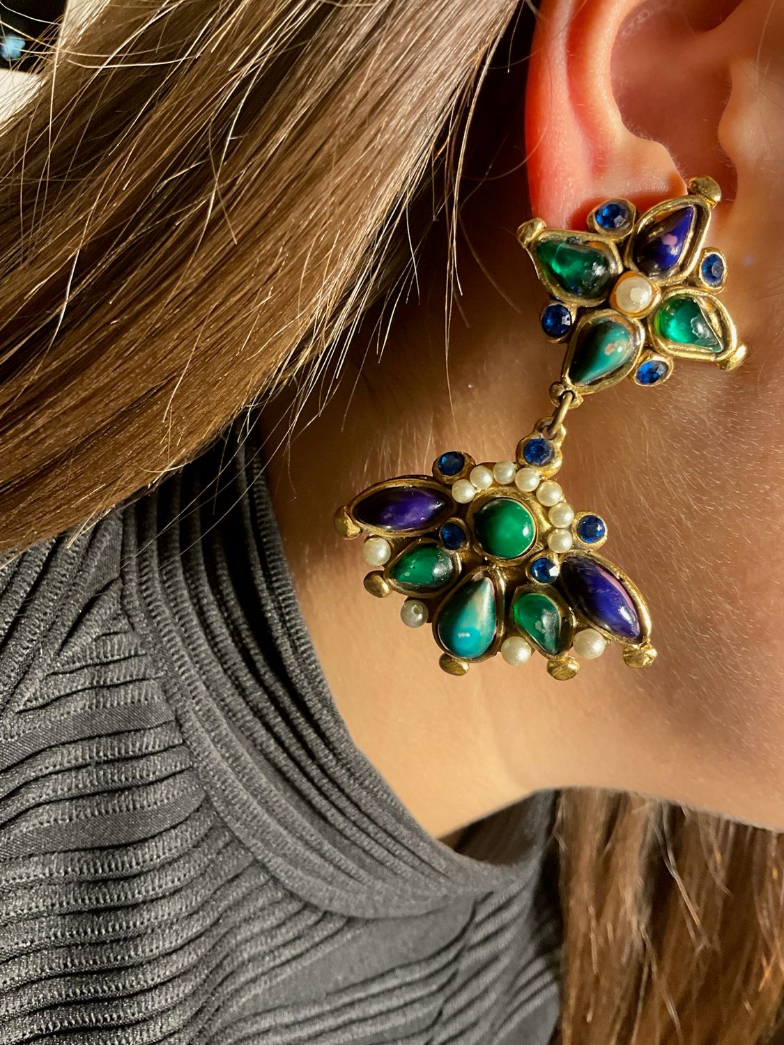 Jacky de G vintage earrings in glass paste and micro pearl!