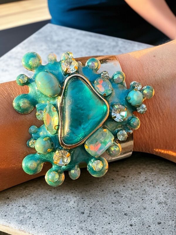 Sculptural cuff,One-of-a-kind Kalinger 90s fashion show piece