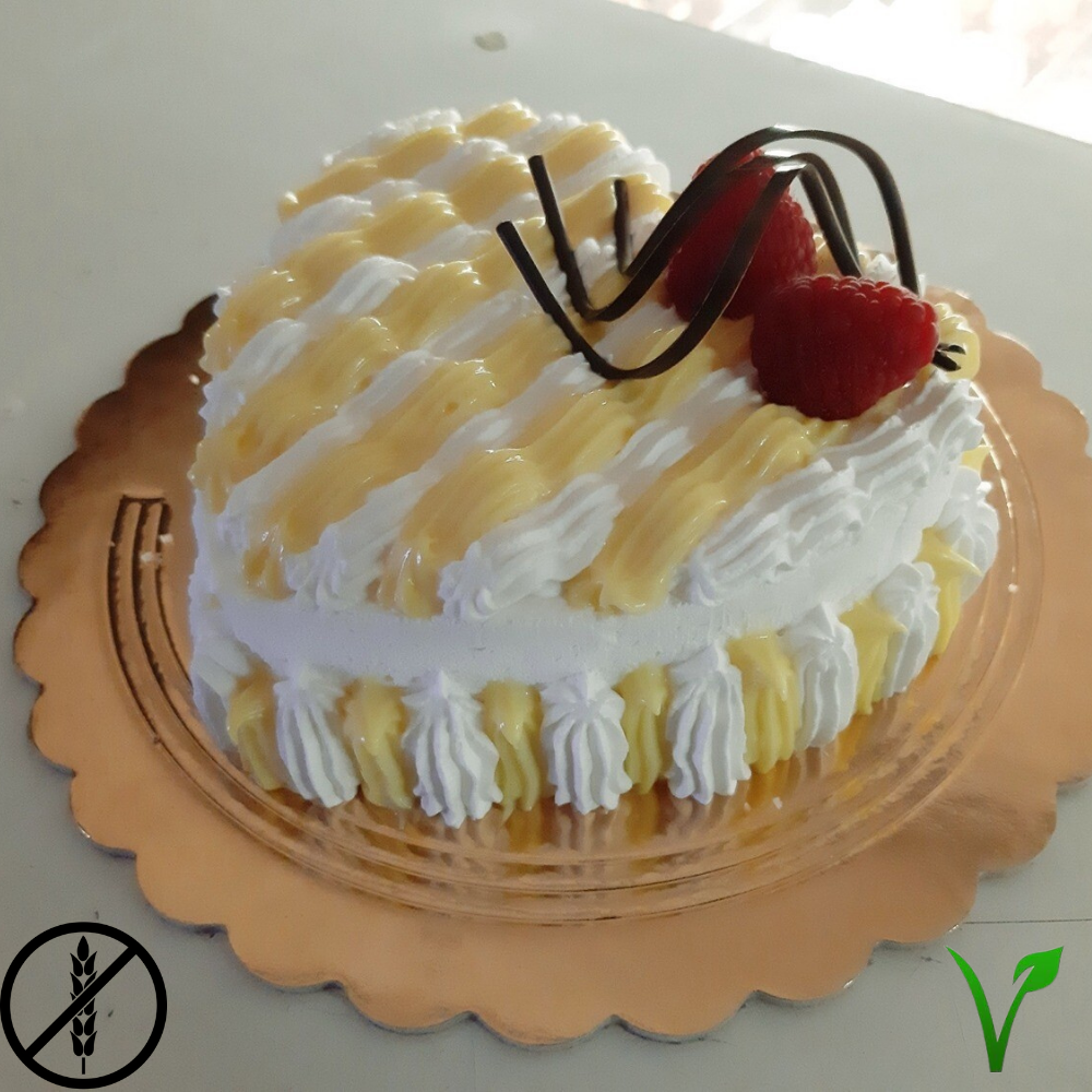 Torta Chantilly cuore  con Crema pasticcera e panna Vegana,Senza lattosio,Senza late,Senza uova,Senza Glutine