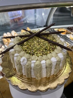 Torta Chantilly Pistacchio e Cioccolato Vegana,Senza lattosio,Senza late,Senza uova, Senza Glutine