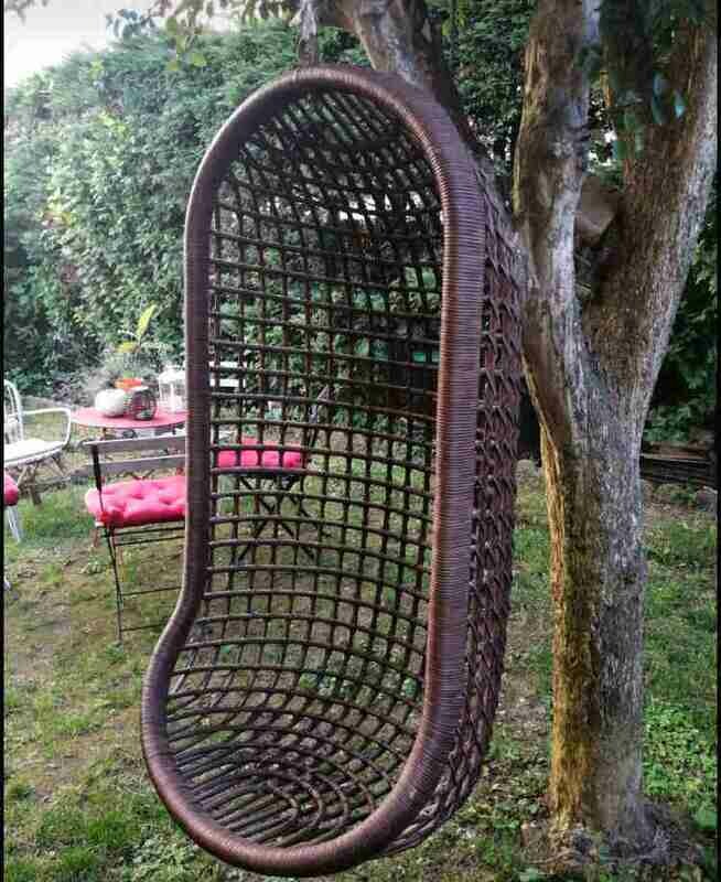 Fauteuil Oeuf suspendu en rotin