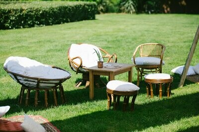 Fauteuil en rotin loveuse pivotant