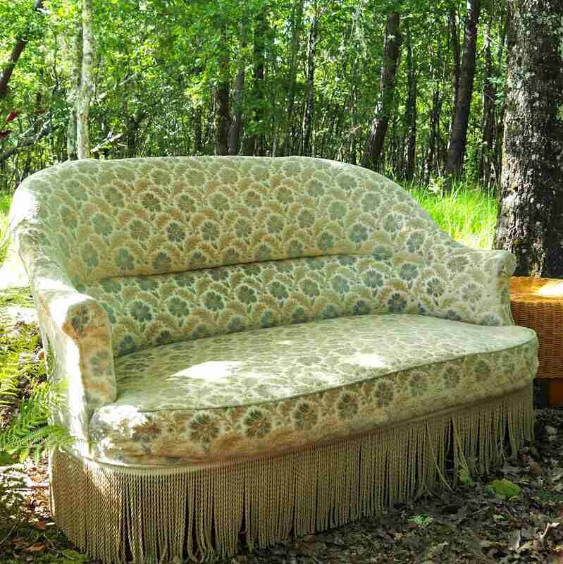 Banquette crapaud fleurie bleue