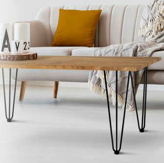 Table basse bois pieds métal noirs
