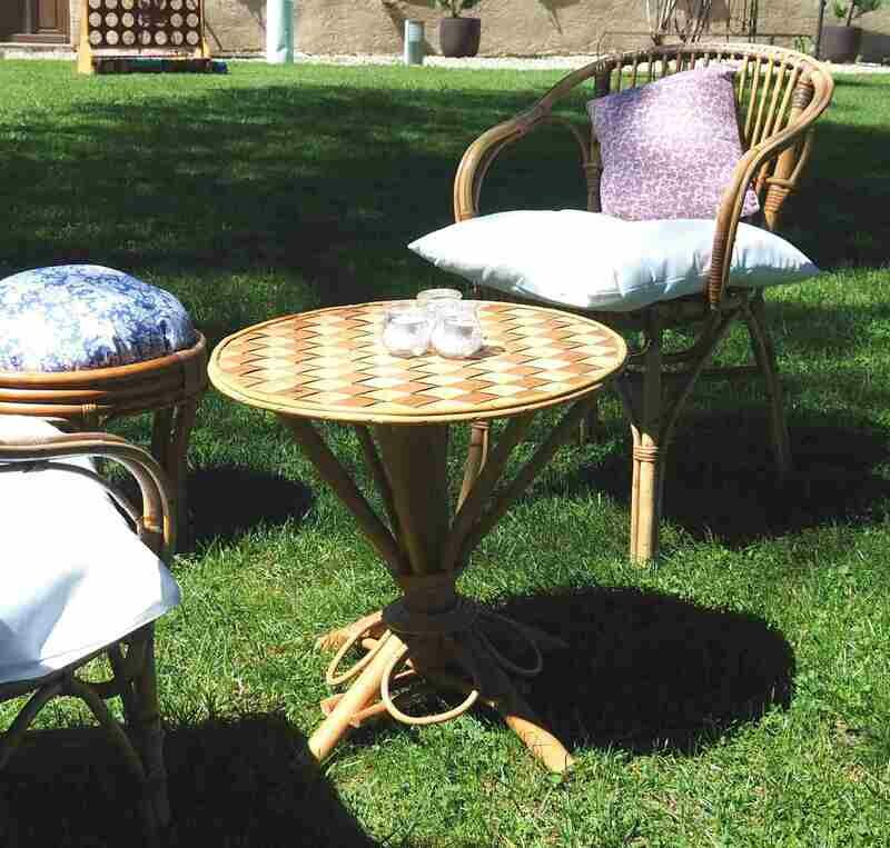 Table basse châtaignier ronde tressée