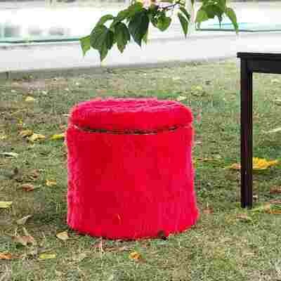 Tabouret fourrure rouge