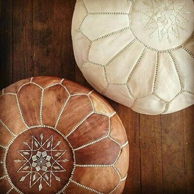Pouf marocain cuir marron