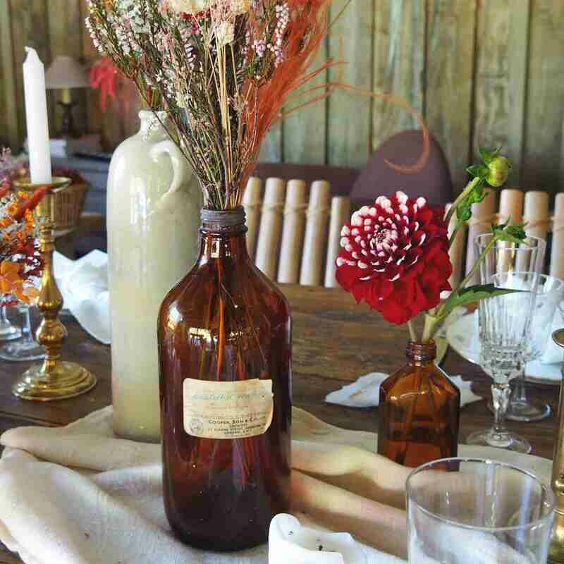 Bouteille apothicaire brune vintage grande