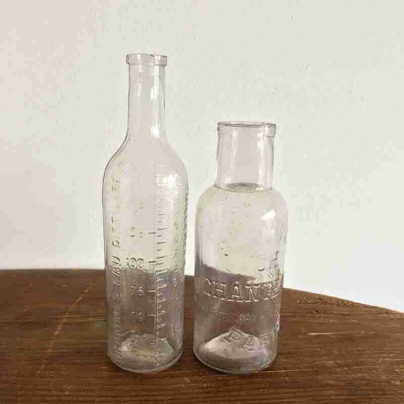 Bouteille apothicaire transparente vintage