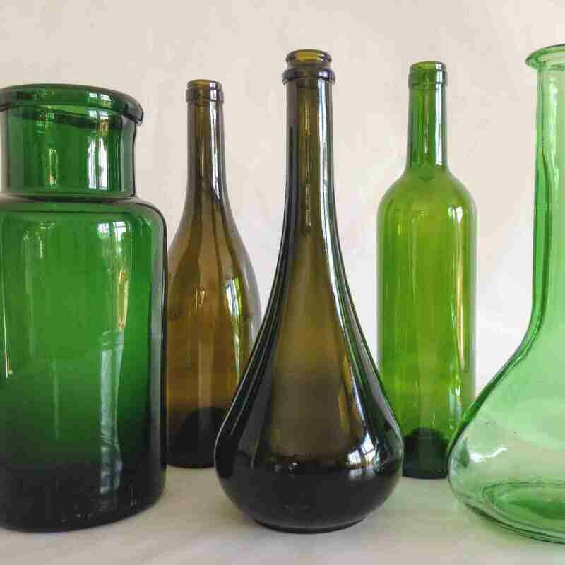 Vase verre vert bouteille