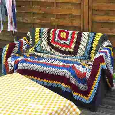 Dessus de lit en crochet ouvragé hippi