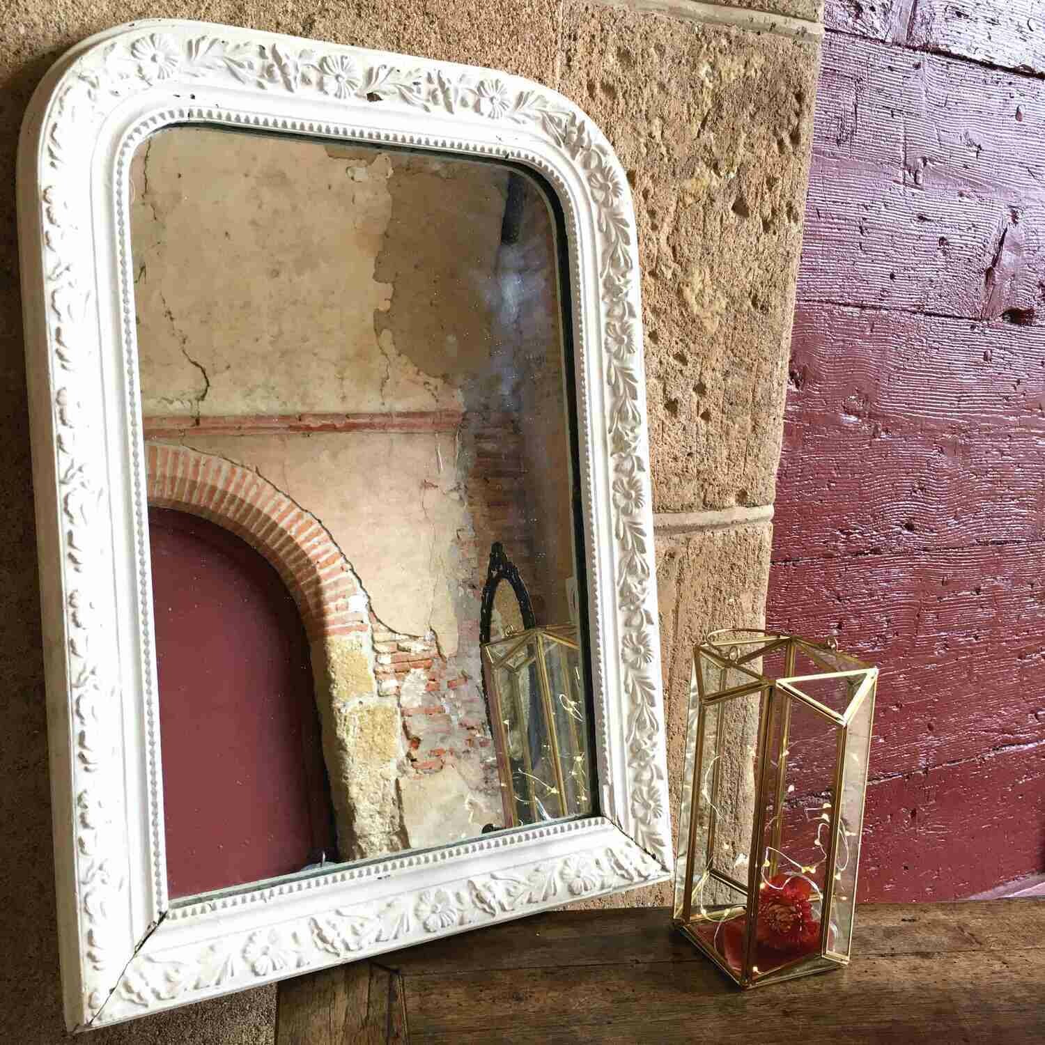 Miroir blanc stuc