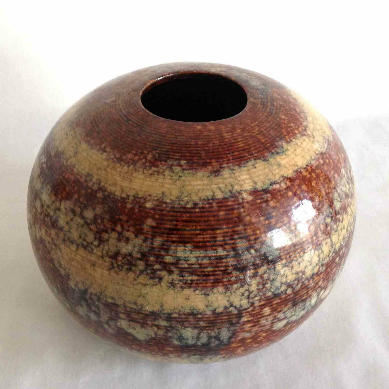 Vase céramique boule marron