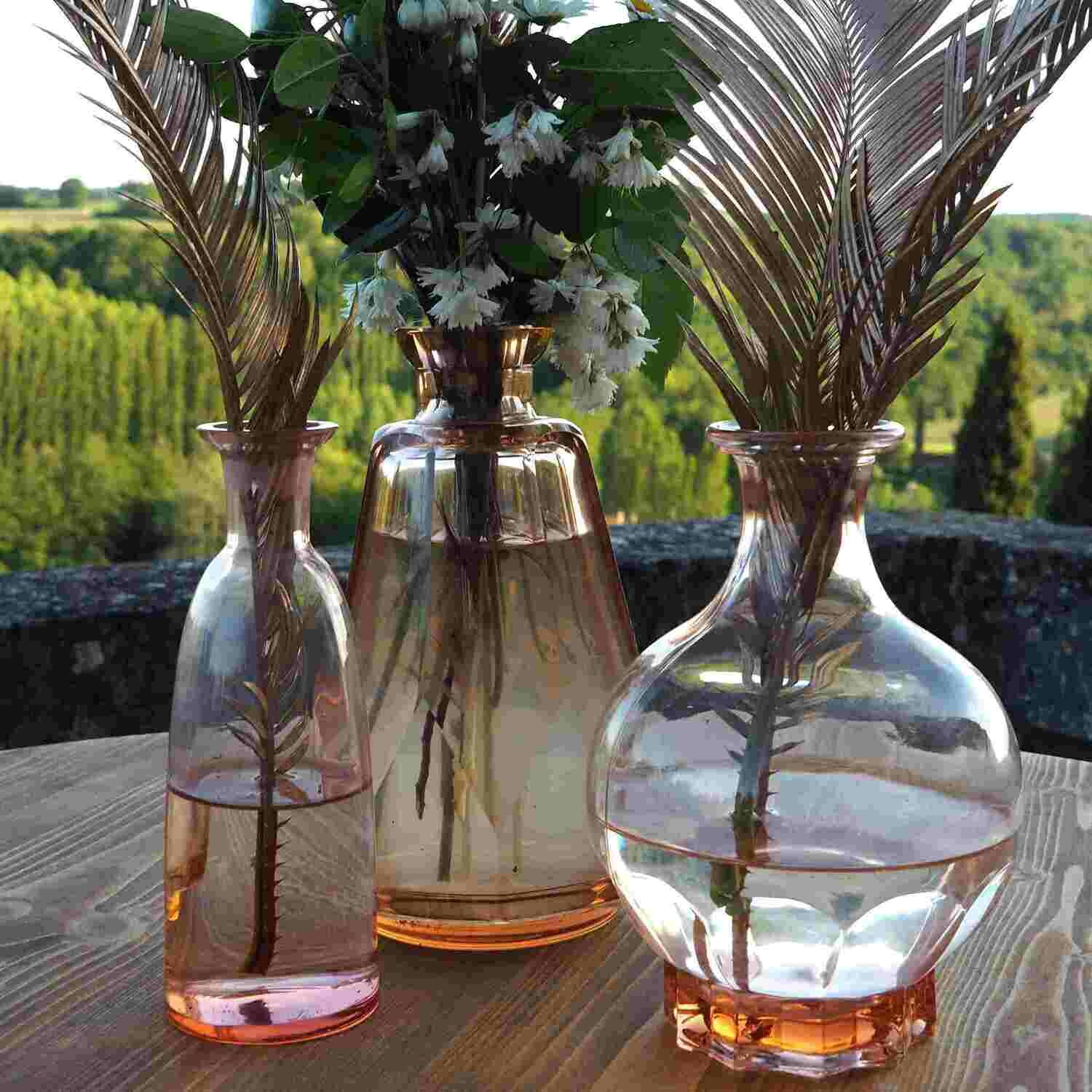 Vase verre bouteille flacon rose
