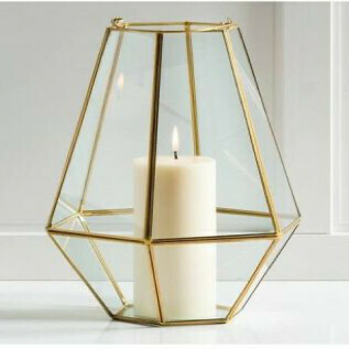 Lanterne laiton doré géométrique