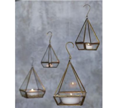 Lanterne laiton doré triangle - Triangle brass lanterne