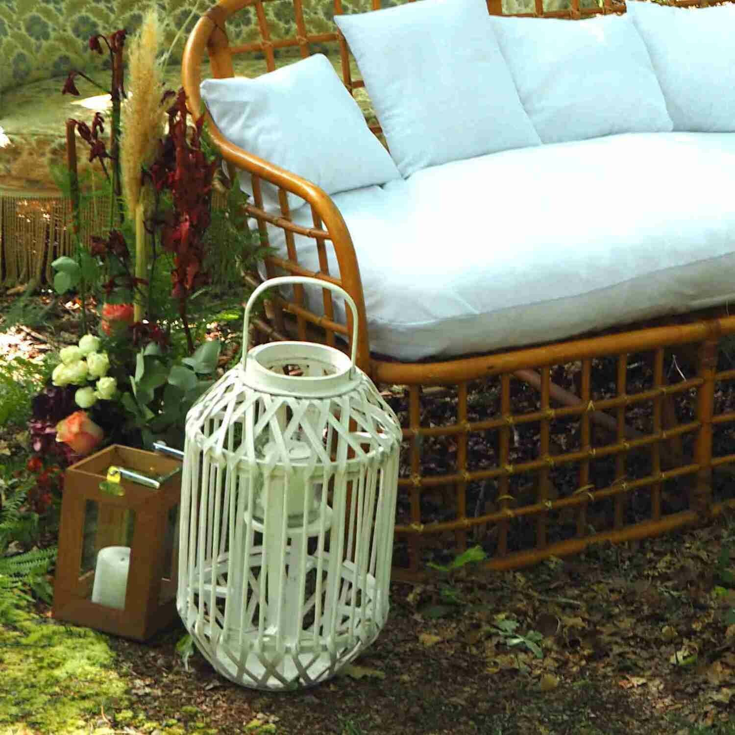 Lanterne osier blanche