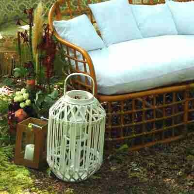 Lanterne osier blanche