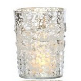 Photophore verre argenté fleurs