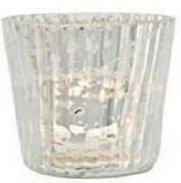 Photophore verre argenté rayure