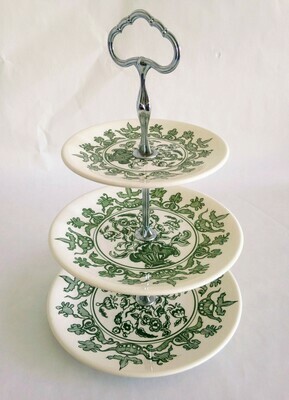 Serviteur 3 étages porcelaine vert