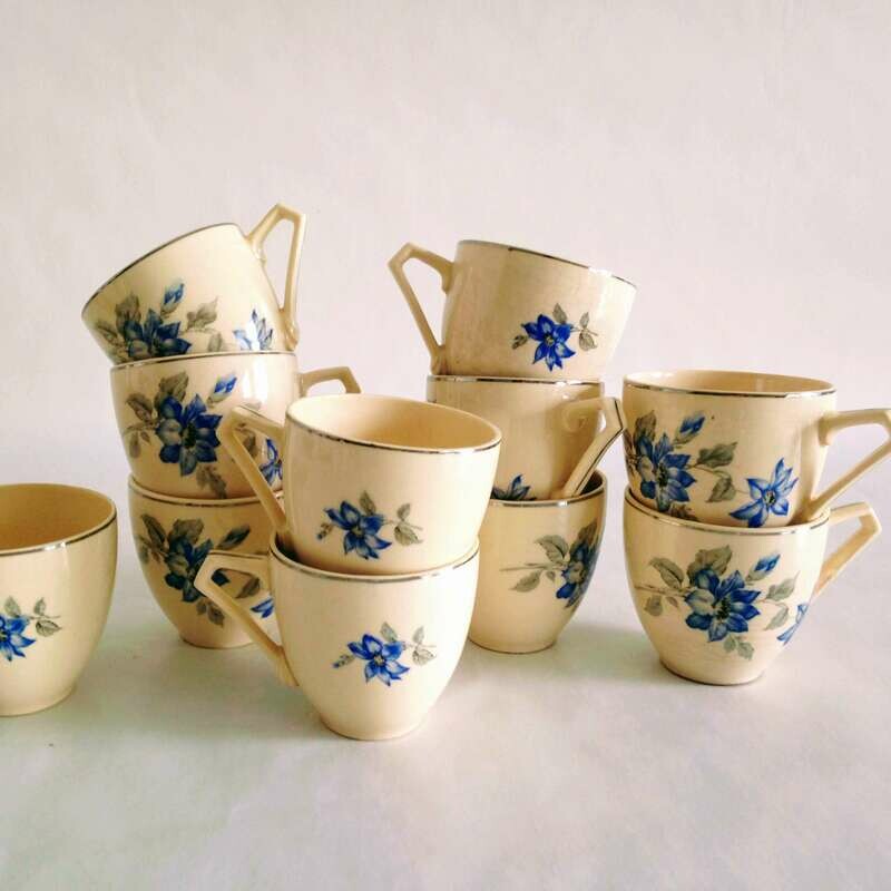 Tasse à café porcelaine bleue