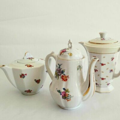 Sucrier porcelaine fleuri couvercle