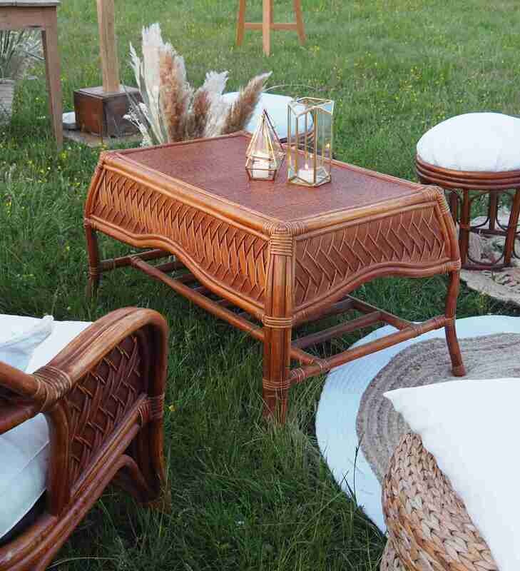 Table basse rotin tressée rectangle