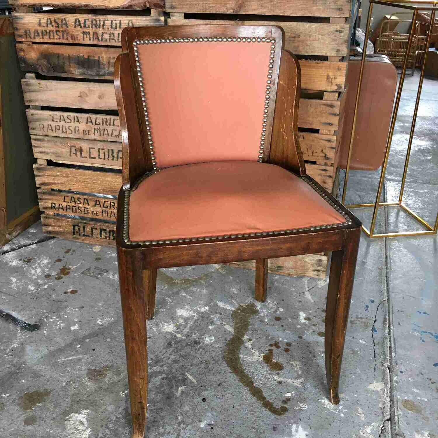 Chaise bois simili saumonné