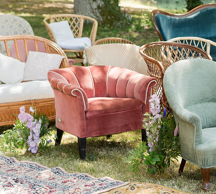 Fauteuil Napoléon velours rose