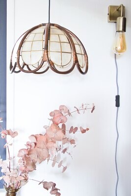 Luminaire suspension rotin nacre