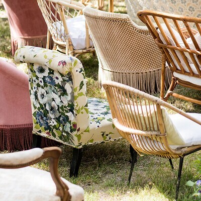Fauteuil liseuse fleuri bleu