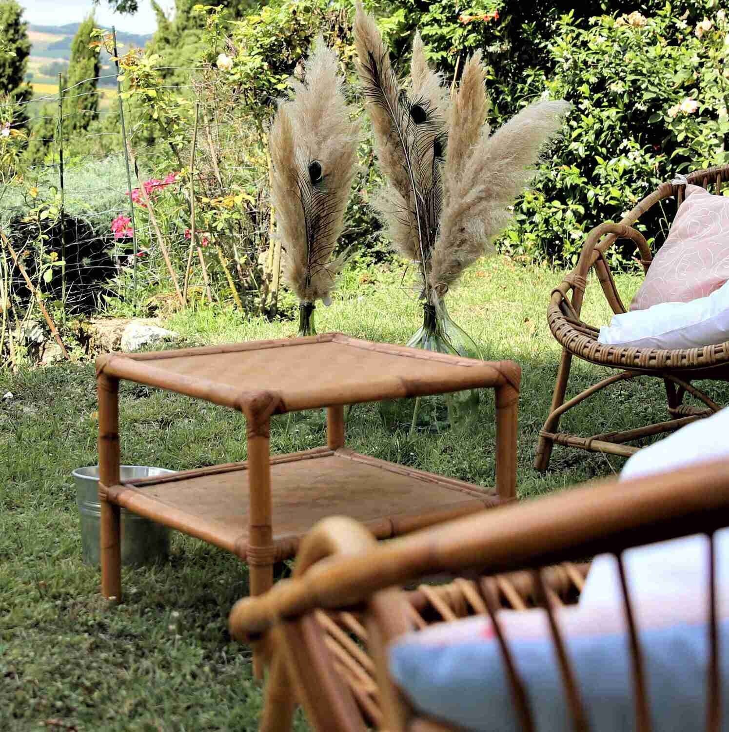 Table basse rotin carré