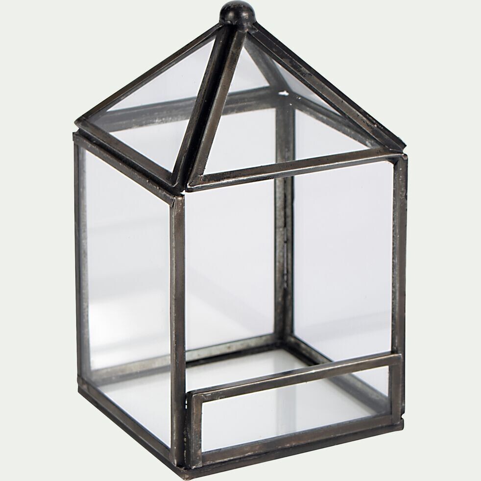 Lanterne terrarium carré noire