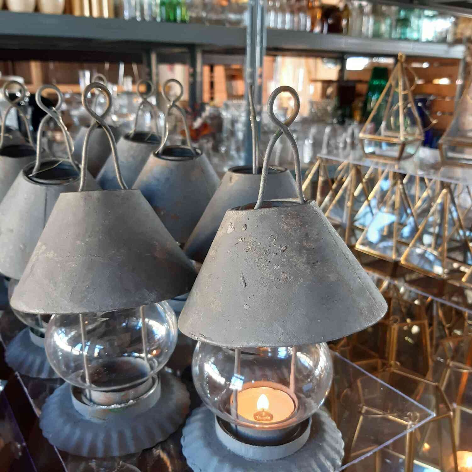 Lanterne métal mini grise