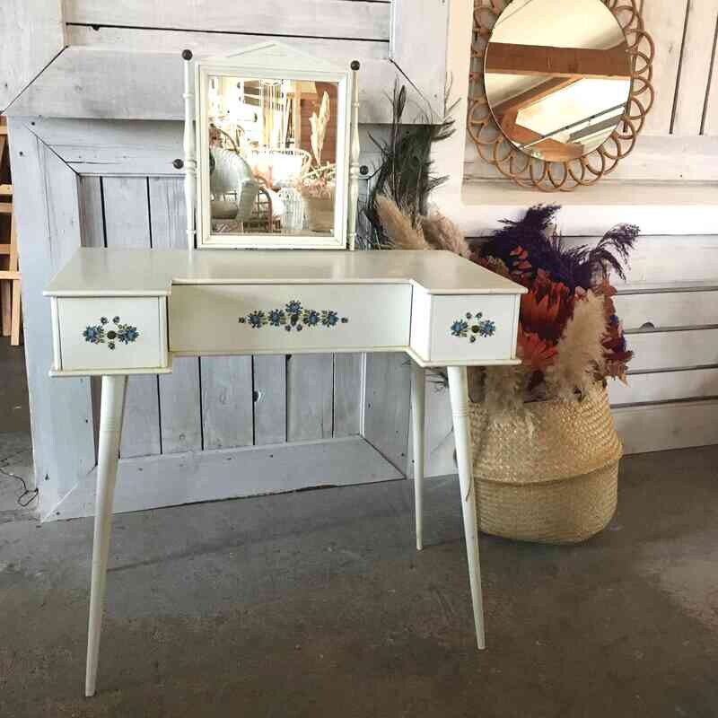 Bureau coiffeuse bois blanche