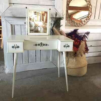 Bureau coiffeuse bois blanche